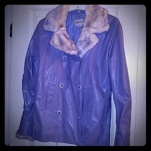 (XL) Lavender jacket w/white n purple mix soft fur